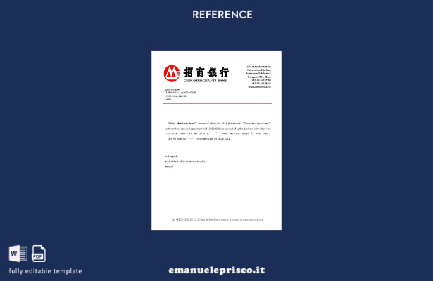 modello di riferimento per la chiusura di China Merchants in stile verificato